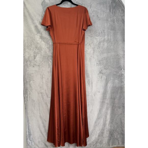 Elegant Rust Wrap Dress - Picture 9 of 16